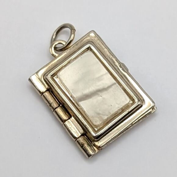 Vintage Mother of Pearl Gold Tone Rectangular Book Locket Charm Pendant - Picture 2 of 7
